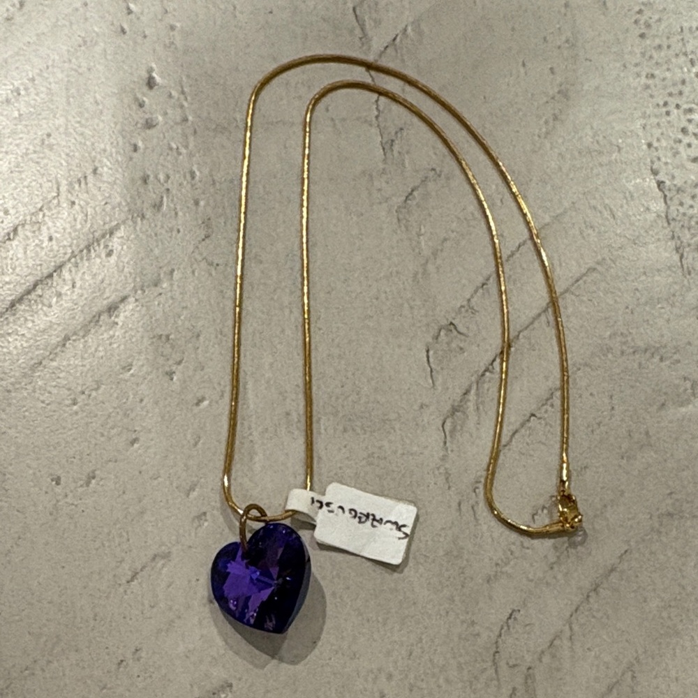 Swarovski Gold Necklace with Purple Heart Pendant